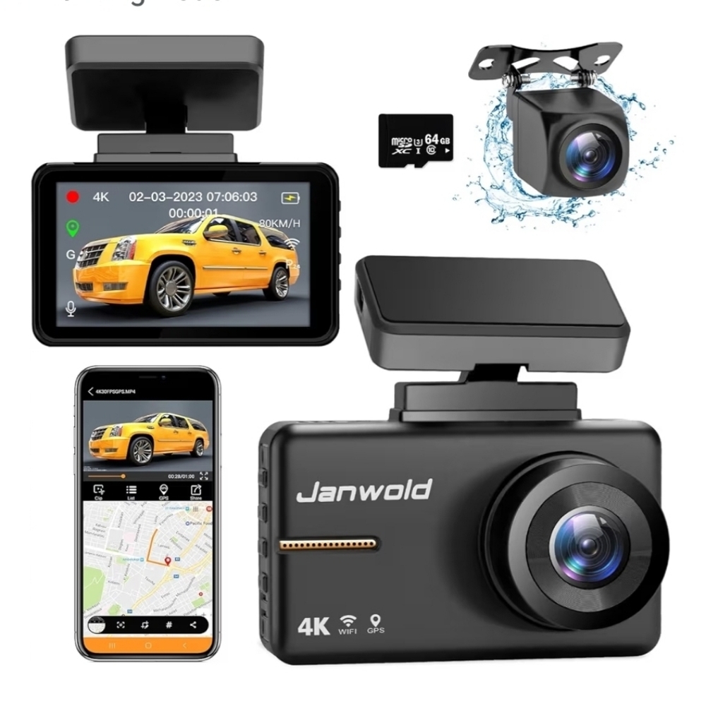 NIB - Janworld 4K+1080P Dual Dash Camera